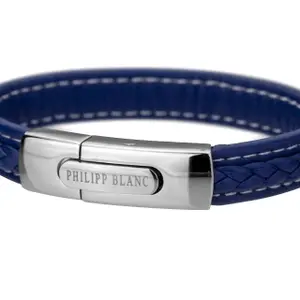 Bracelet en cuir véritable et acier inoxydable Philipp Blanc Henry image-1