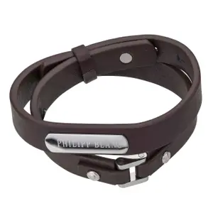 Bracelet en cuir véritable et acier inoxydable Philipp Blanc Niklas