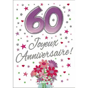 Dubbele kaart Piccadilly Greetings 60 Joyeux Annversaire image-0