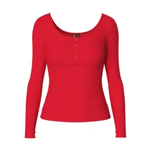 T-shirt de manga comprida feminina Pieces Kitte image-0