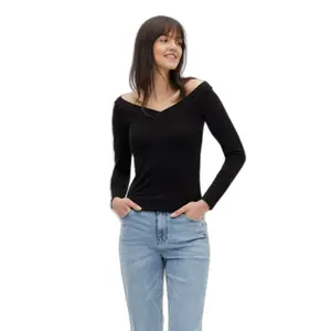 Damski T-shirt z długim rękawem, off-the-shoulder v-neck Pieces Maliva image-2