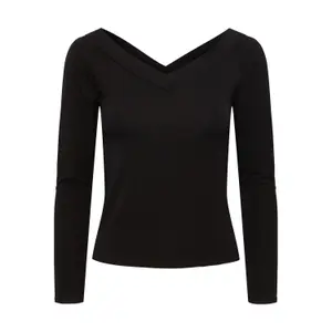 Damski T-shirt z długim rękawem, off-the-shoulder v-neck Pieces Maliva image-0