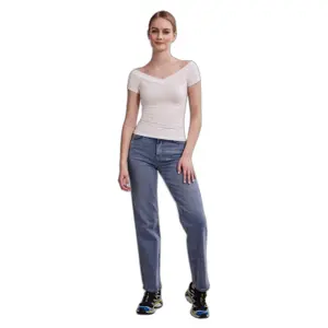 Damski t-shirt off-shoulder v-neck Pieces Maliva image-1