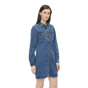 Robe en jean manches longues femme Pieces Perry image-1