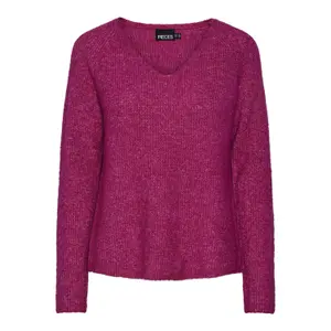 Suéter de gola V tricotado feminino Pieces Ellen O-Neck image-0