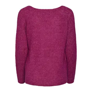 Suéter de gola V tricotado feminino Pieces Ellen O-Neck image-1