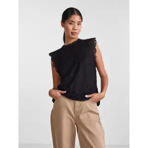 Camiseta de tirantes de encaje de manga larga mujer Pieces Olline image-1
