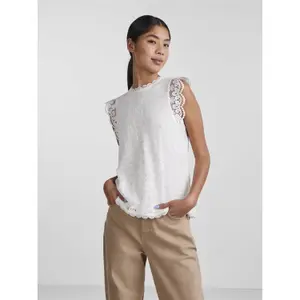 Camiseta de tirantes de encaje de manga larga mujer Pieces Olline image-1