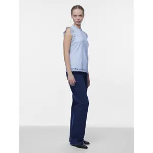 Camiseta de tirantes de encaje de manga larga mujer Pieces Olline image-3