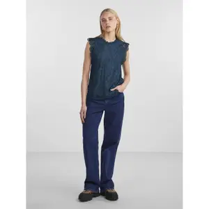 Camiseta de tirantes de encaje para mujer Pieces Olline image-2