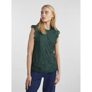 Camiseta de tirantes de encaje de manga larga para mujer Pieces Olline image-1