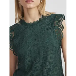 Camiseta de tirantes de encaje de manga larga para mujer Pieces Olline image-4
