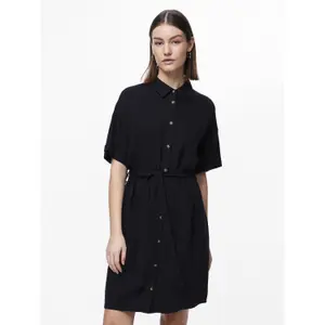 Vestido camisero de lino Pieces Vinsty Noos BC image-1
