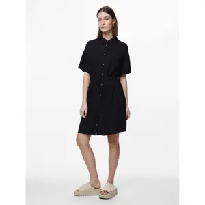 Vestido camisero de lino Pieces Vinsty Noos BC image-2