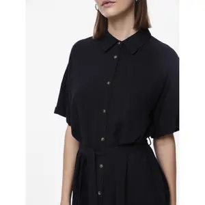 Vestido camisero de lino Pieces Vinsty Noos BC image-5