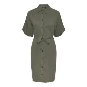 Vestido camisero de lino Pieces Vinsty Noos BC image-0