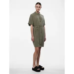 Vestido camisero de lino Pieces Vinsty Noos BC image-2