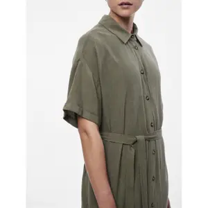 Vestido camisero de lino Pieces Vinsty Noos BC image-5