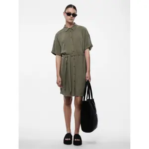 Vestido camisero de lino Pieces Vinsty Noos BC image-1