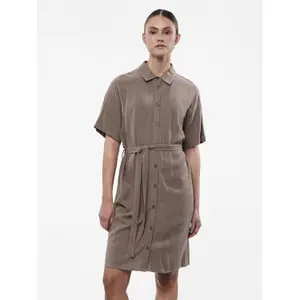 Vestido camisero de lino Pieces Vinsty Noos BC image-1