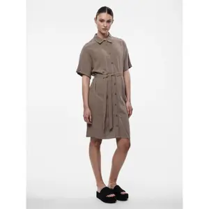 Vestido camisero de lino Pieces Vinsty Noos BC image-2
