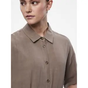 Vestido camisero de lino Pieces Vinsty Noos BC image-5