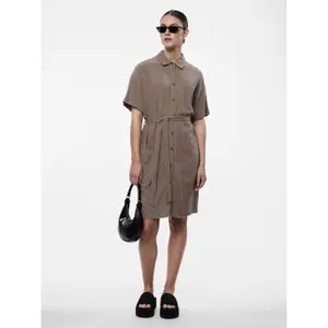 Vestido camisero de lino Pieces Vinsty Noos BC image-3