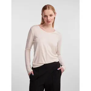 T-shirt de manga comprida às riscas para mulher Pieces Billo Lurex image-2