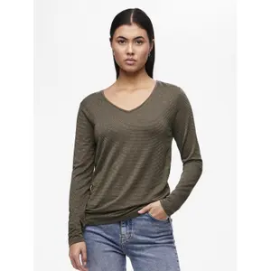 T-shirt de manga comprida às riscas para mulher Pieces Billo Lurex image-2