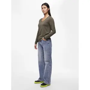 T-shirt de manga comprida às riscas para mulher Pieces Billo Lurex image-3