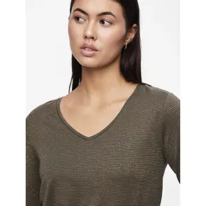 T-shirt de manga comprida às riscas para mulher Pieces Billo Lurex image-5