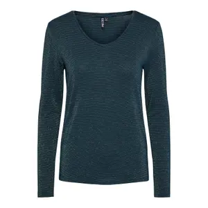 T-shirt de manga comprida às riscas para mulher Pieces Billo Lurex image-0