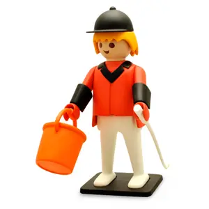 Statuetta d'epoca del cavaliere del salto ad ostacoli Plastoy Playmobil