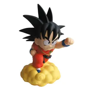 Piggy bank figurine - chibi son goku on the magic cloud pvc Plastoy Dragon Ball image-0
