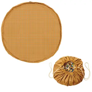 Play Mat and Storage Bag Play&Go Organic Mustard Grid image-1