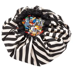 Play Mat and Storage Bag Play&Go Stripes Black image-2