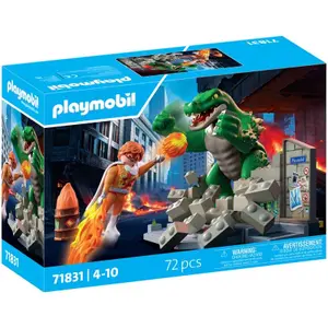Superhero vs Giant Lizard Simulation Game Playmobil