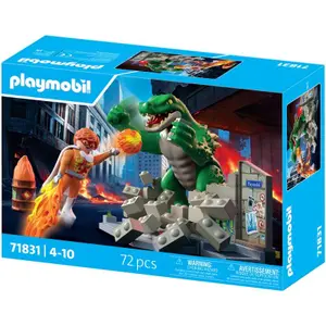Superhero vs Giant Lizard Simulation Game Playmobil image-1