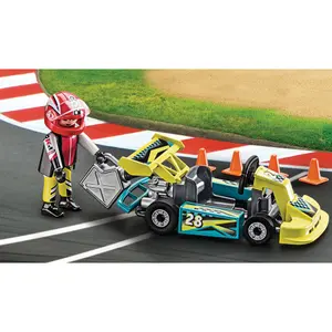 Σετ παιχνιδιών αυτοκινήτου κασετίνα go kart Playmobil Racer image-1