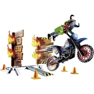 Motorcycle rider figure + fire wall Playmobil Stuntshow image-0