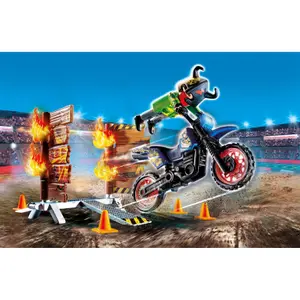 Motorcycle rider figure + fire wall Playmobil Stuntshow image-2