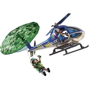 Police chopper building set with paratrooper Playmobil image-0