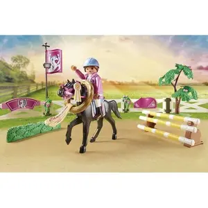 Construction games obstacle course with horses Playmobil image-1