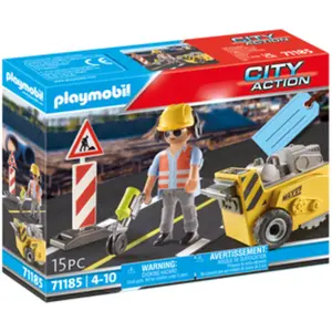Set of imitation games gift worker+floor saw Playmobil image-0