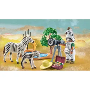 Figurine photographer in disguise and zebras Playmobil image-3