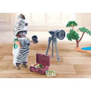 Figurine photographer in disguise and zebras Playmobil image-0
