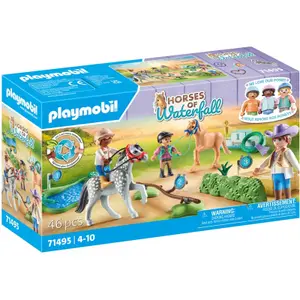Jogo de simulação de cavaleiros de pôneis + salto de obstáculos Playmobil image-0