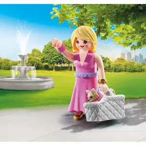Building set lady + chihuahua and basket Playmobil image-1