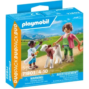 Duo farm building set with calf Playmobil image-1