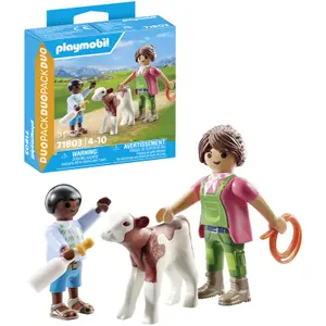 Duo farm building set with calf Playmobil image-3